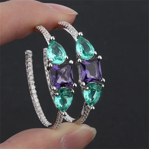 Platinum Plated Новая Модная медная цветная большая кубическая циркония ААА большие круглые серьги Модные женские вечерние Подарки для женщин модные ювелирные изделия - Окраска металла: Platinum Plated