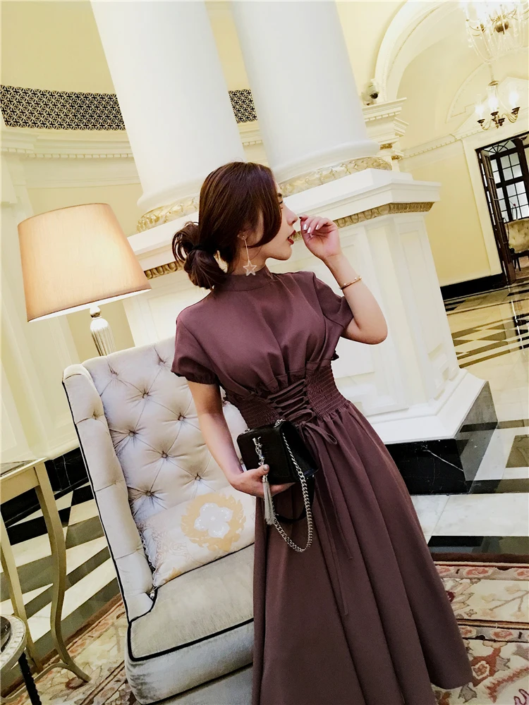 Лето в аристократическом темпераменте с уборкой, подчеркивающее тонкую талию длинное шифоновое платье женское эффектное платье