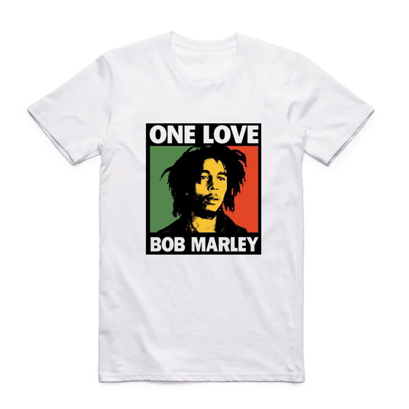 Мужская и женская футболка азиатского размера с принтом Bob Marley модная круглым