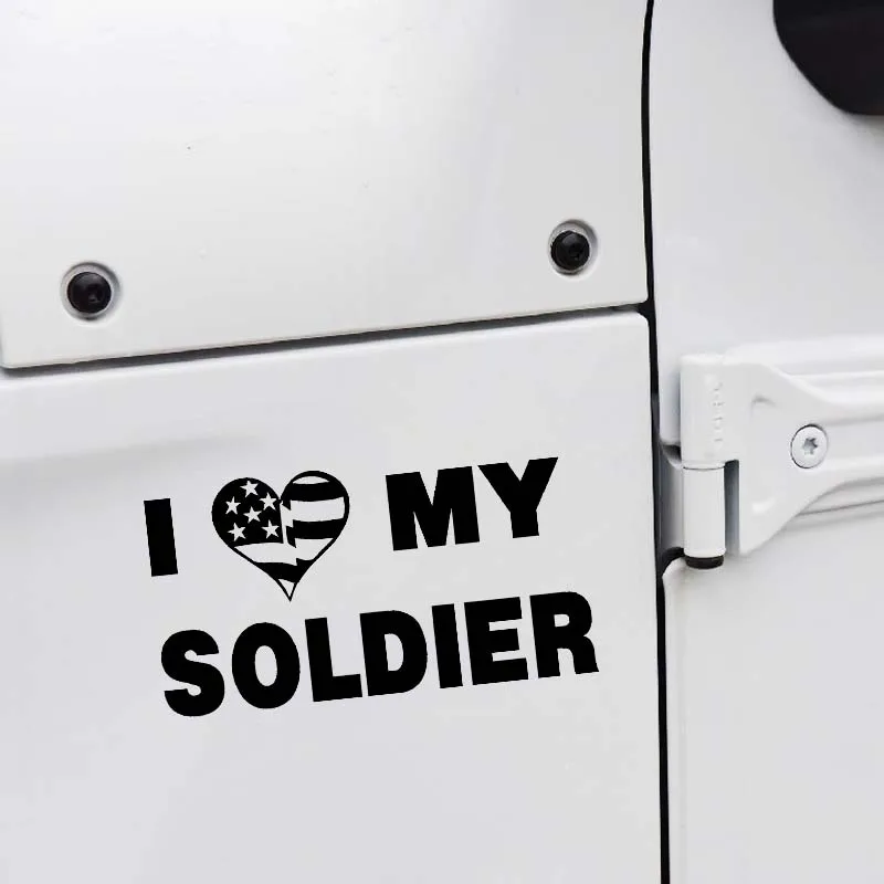 

YJZT 13.8*7.3CM I Love My Soldier American Dream Covering The Body Warrior Car Sticker Black/Silver Vinyl C21-0012