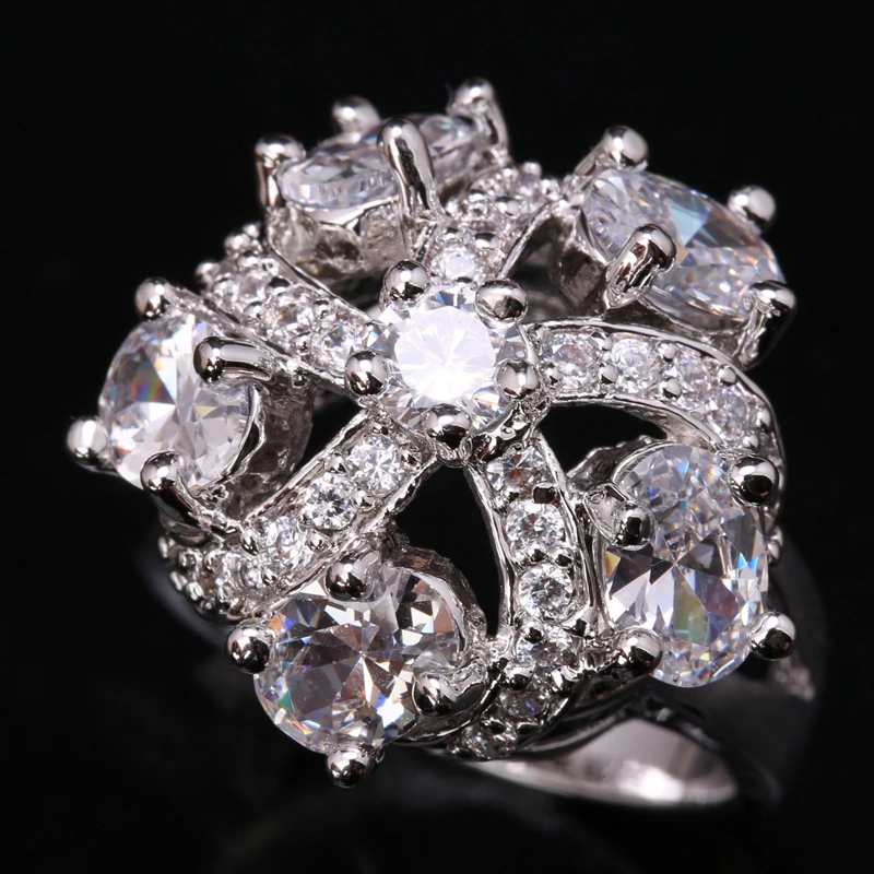 

Волшебные Цветы Белый Цирконий 925 стерлингового серебра женские Модные Jewelry Кольца США # Размеры 6 7 8 9 S1522