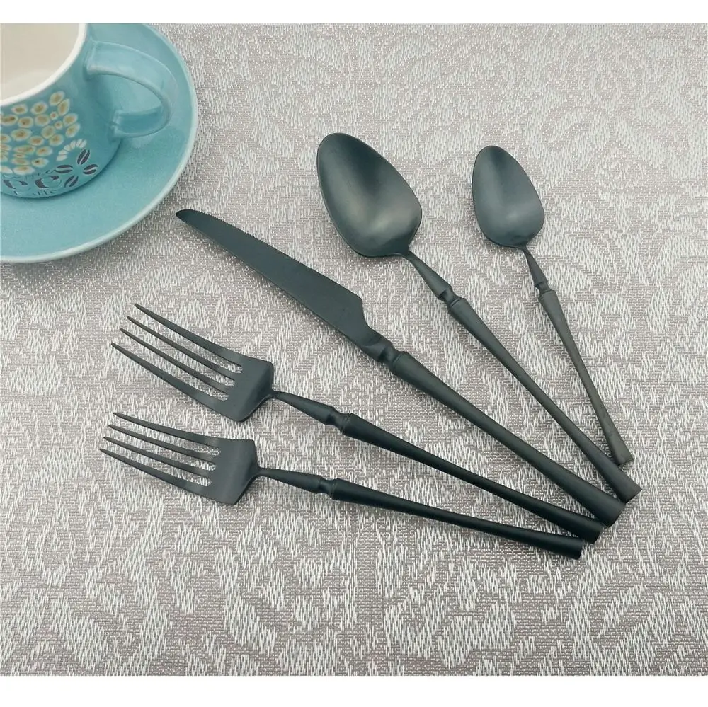 Black Uniturcky матовый черный набор столовых приборов из нержавеющей стали набор посуды вилка нож, ложки набор серебряных изделий набор домашней посуды Радуга - Цвет: Black
