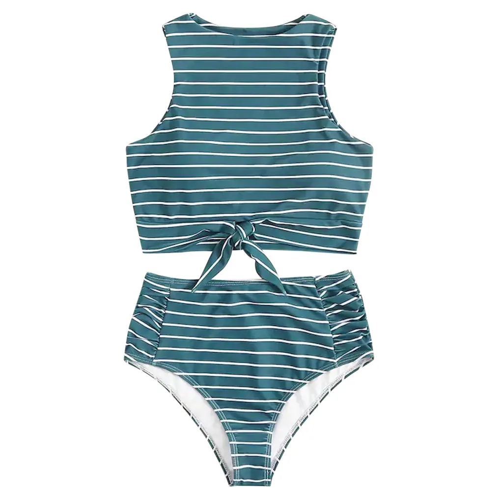 Летний купальник женский комплект бикини из двух частей узел спереди купальный