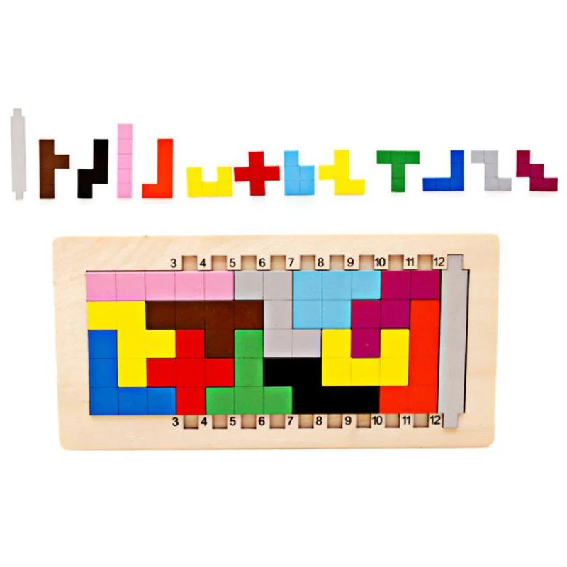 Деревянный Tangram головоломка 3D головоломка игрушка тетрис дошкольного волшебства интеллектуальная развивающая детская игрушка красочная Jisgaw доска - Цвет: 02