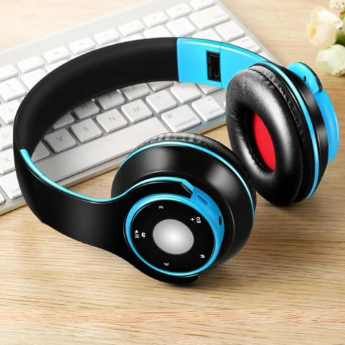 NDJU беспроводные Bluetooth наушники бас стерео аудио Mp3 Bluetooth гарнитура наушники Поддержка SD карта с микрофоном audifonos - Цвет: black blue