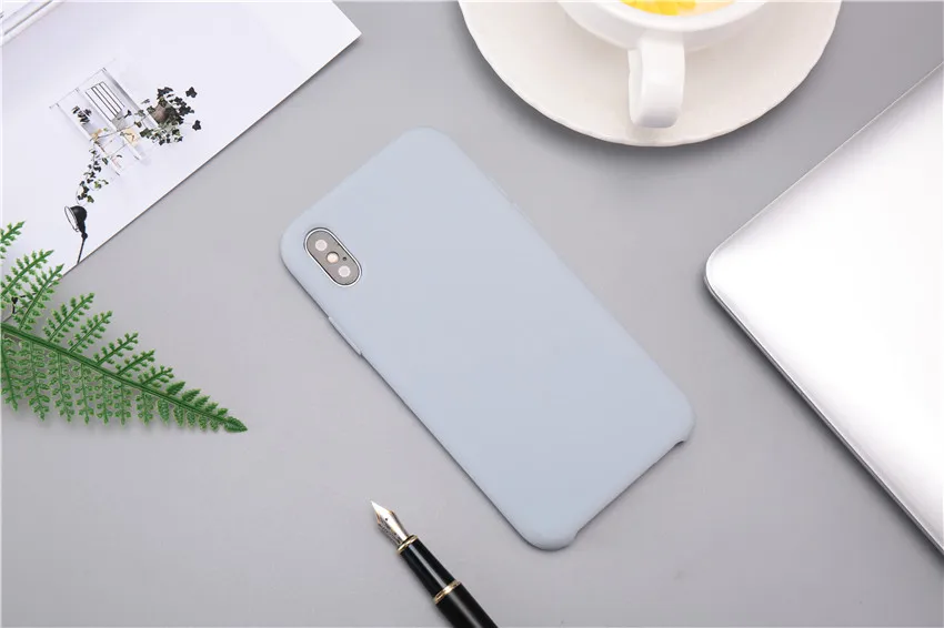 Настоящий жидкий силиконовый чехол для телефона для Apple Iphone X Xs роскошный мягкий защитный чехол из микрофибры для Iphone 8 7 6 6s Plus - Цвет: sky blue