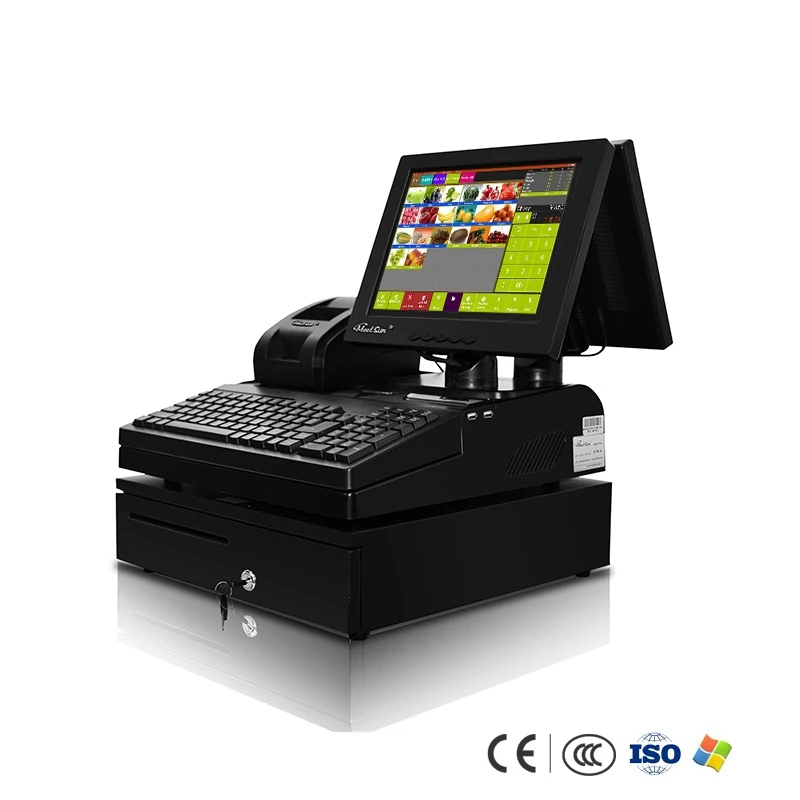 Meetsun MS 910D 3 POS Windows все в одном 12 ''двойной Экран ПК Системы установить кассовый