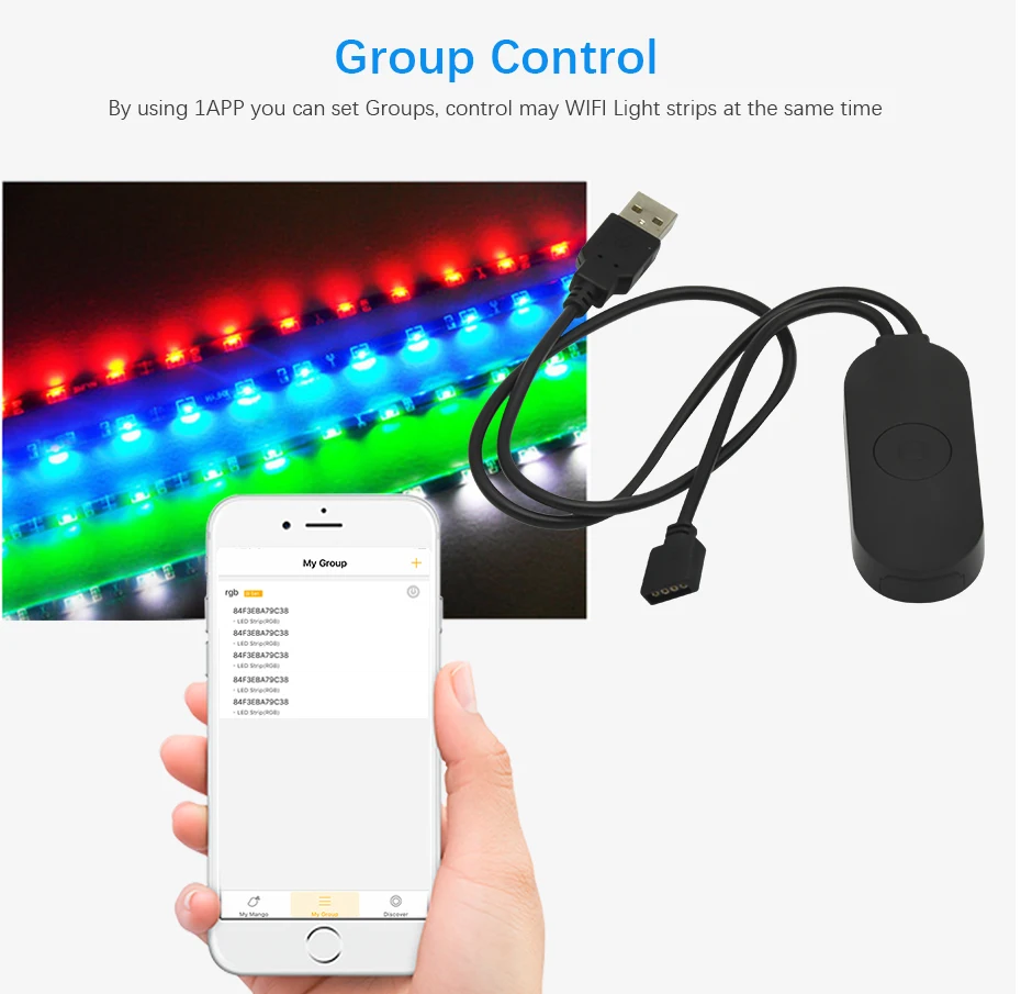 USB Wi-Fi светильник Светодиодная лента светильник s с регулируемой яркостью водонепроницаемый совместим с Amazon Alexa Smart wifi освещение с RGB светодиодный контроллер