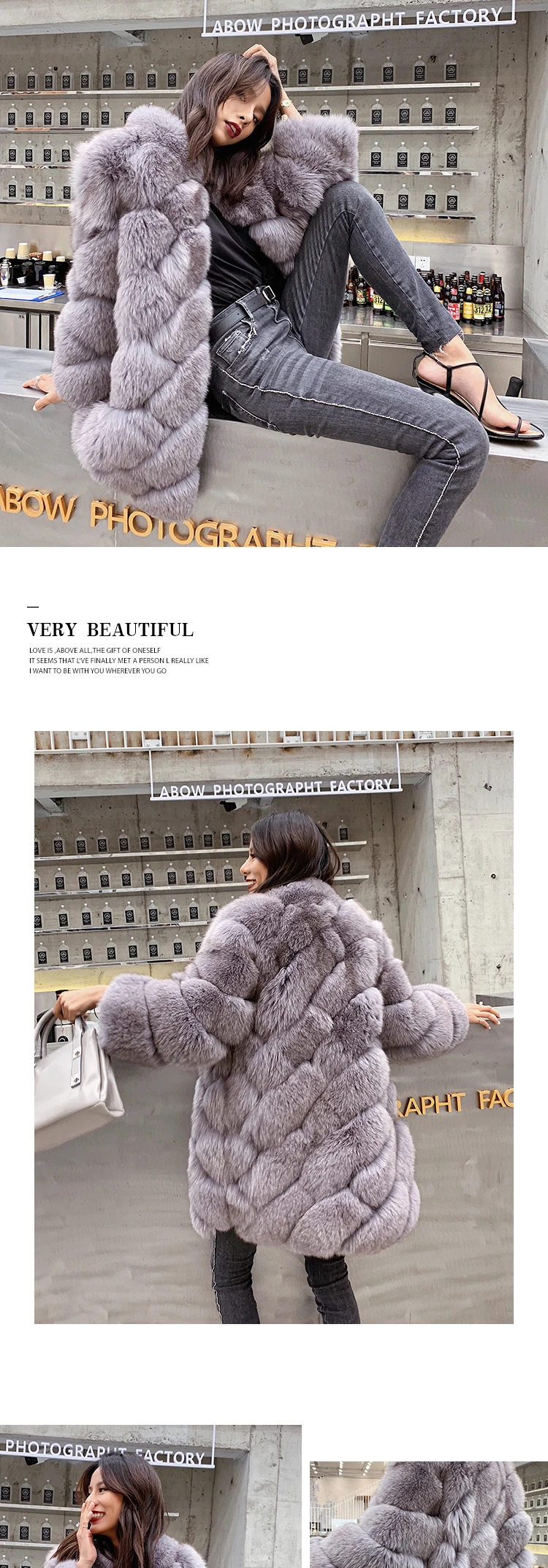Maylofuer Women New Real Fox Fur Coat Natural and Genuine Fox Fur Jacket for Woman Winter Fashion Fur Coats Overcoat Outwear