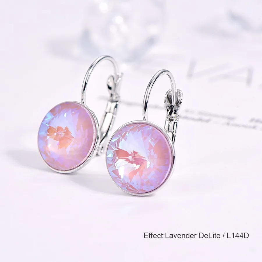 144D Висячие серьги с кристаллами Swarovski, новые модные висячие серьги, круглые женские серьги Bella, элегантные вечерние ювелирные изделия на свадьбу - Окраска металла: 144D