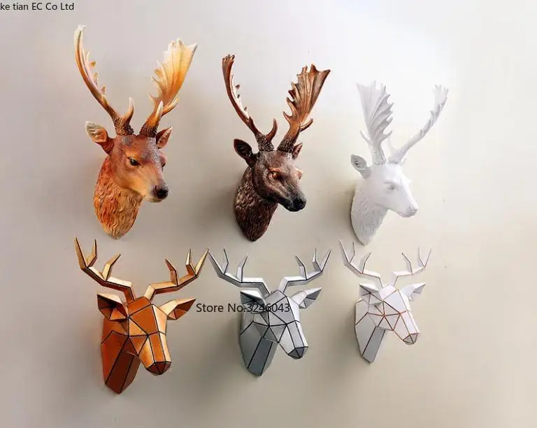 Декорации из позолоченной смолы с головой оленя подвесные животные трехмерные