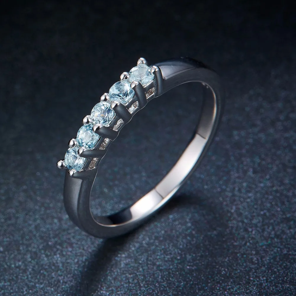 Hutang наборы свадебных ювелирных изделий 0.54ct натуральный драгоценный камень Аквамарин кольцо серьги кольца твердые 925 пробы серебряные ювелирные изделия
