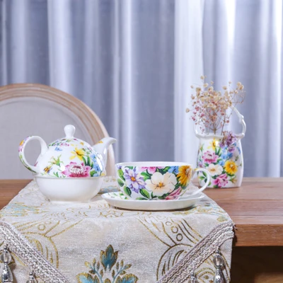 English Afternoon Tea Set Cup And Saucer British Simple Fresh Bone China Black Single Pot Ceramic Coffee Drinkware | Дом и сад