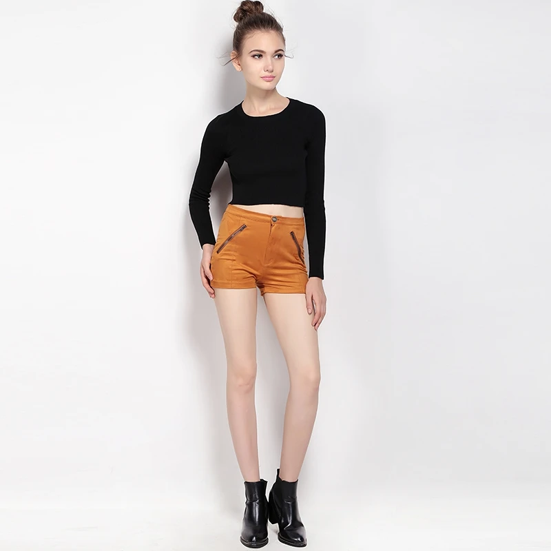 Haoyihui Long Sleeve Ribbing Brief Pullover Slim Sweater Crew O-Neck Soft Basic Crop Top 2018 New Fashion Women Sweaters | Женская