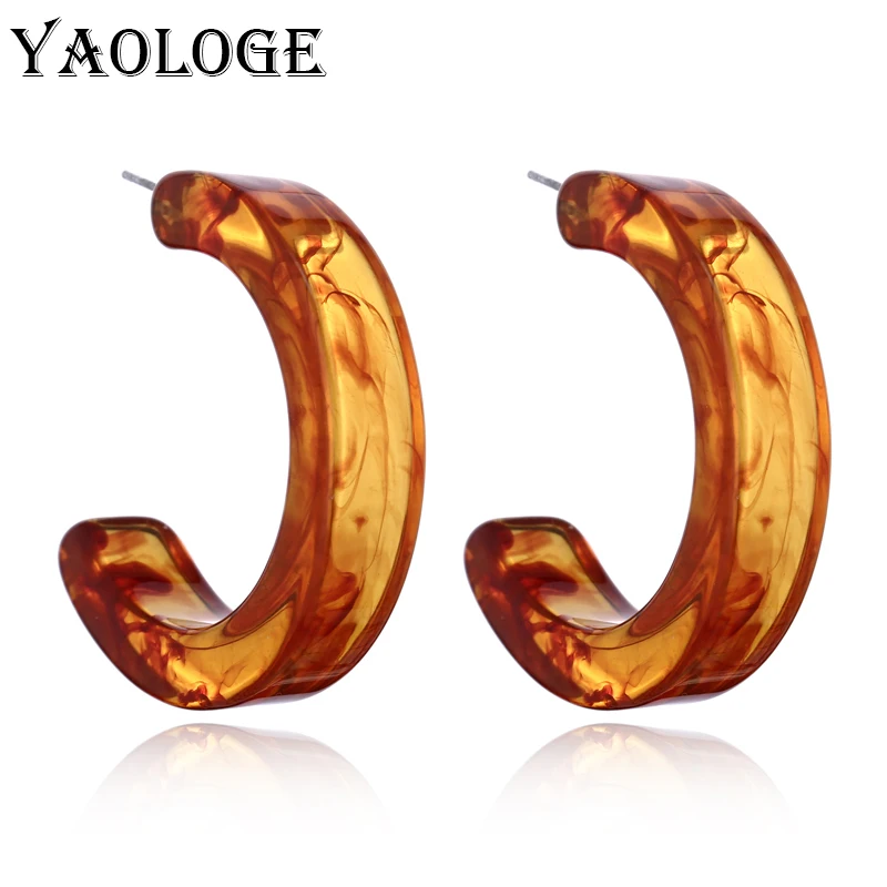 Женские акриловые серьги YAOLOGE классические полукруглые с геометрическим