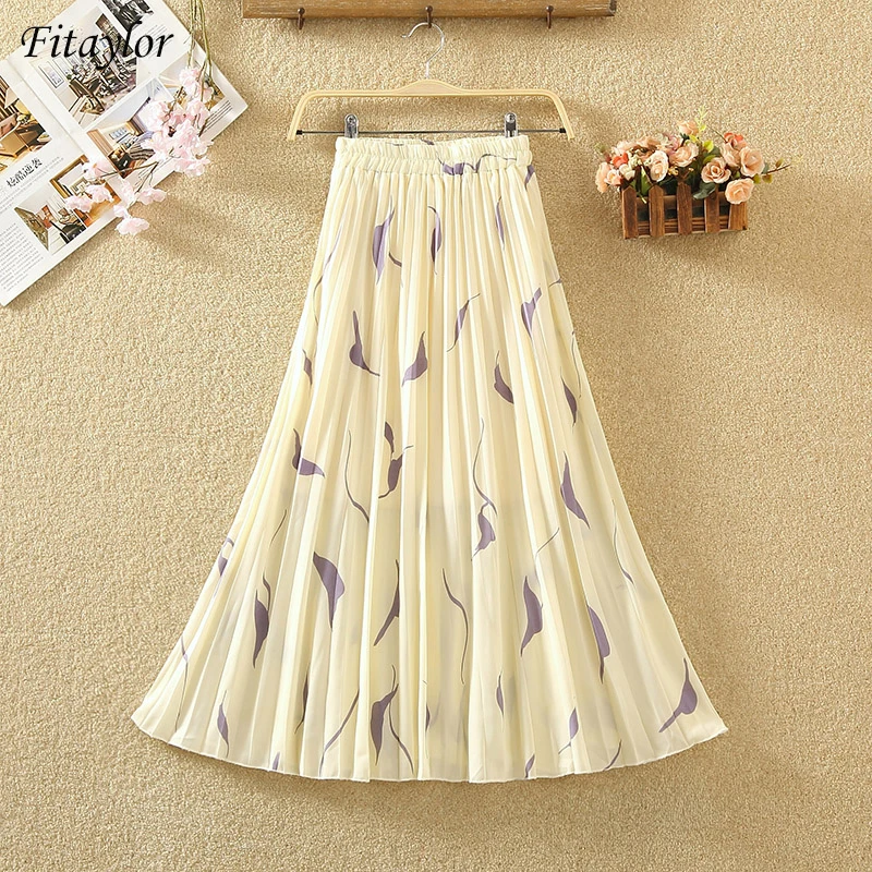 Женская длинная Плиссированная Юбка ftaylor с цветочным принтом для отдыха пляжа из