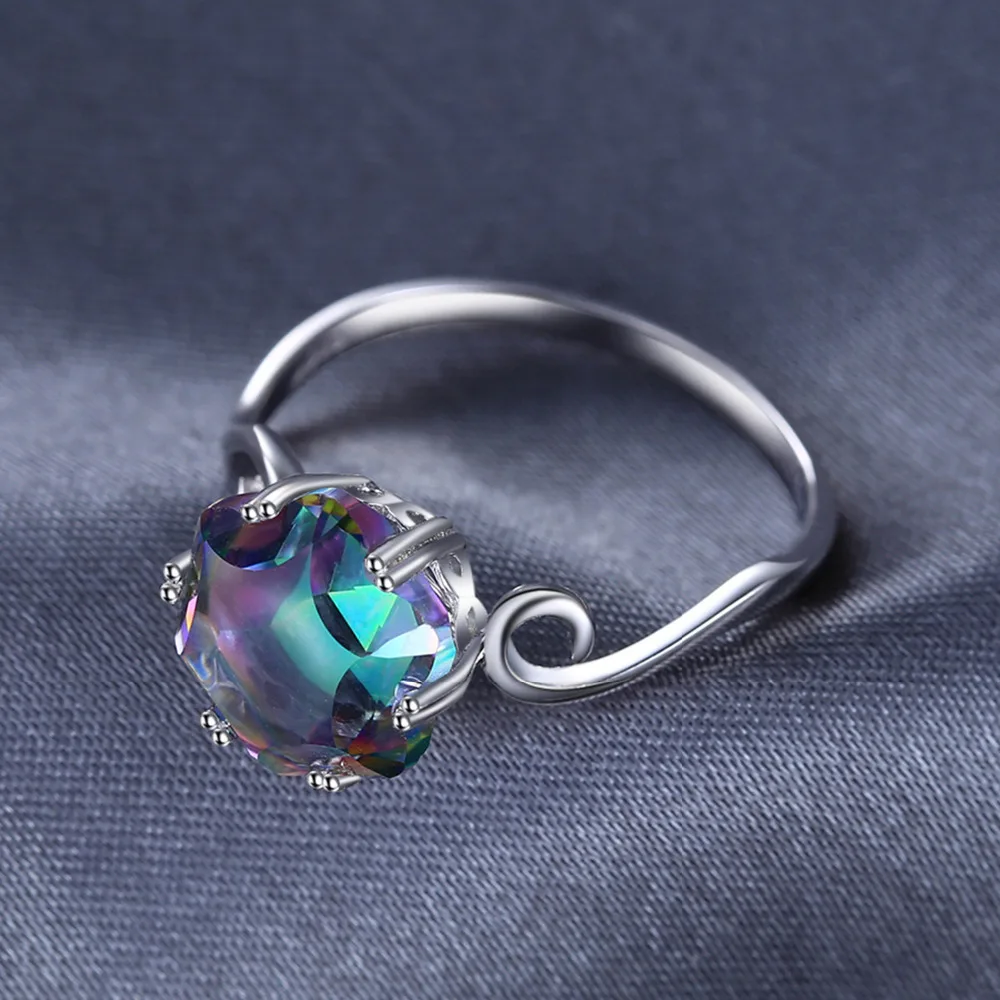 Лунный камень 3.2ct подлинная радуга обесцвечивание огонь мистик топаз кольцо 925 anillos серебряное ювелирное кольцо подарки для женщин вечеринка танцы