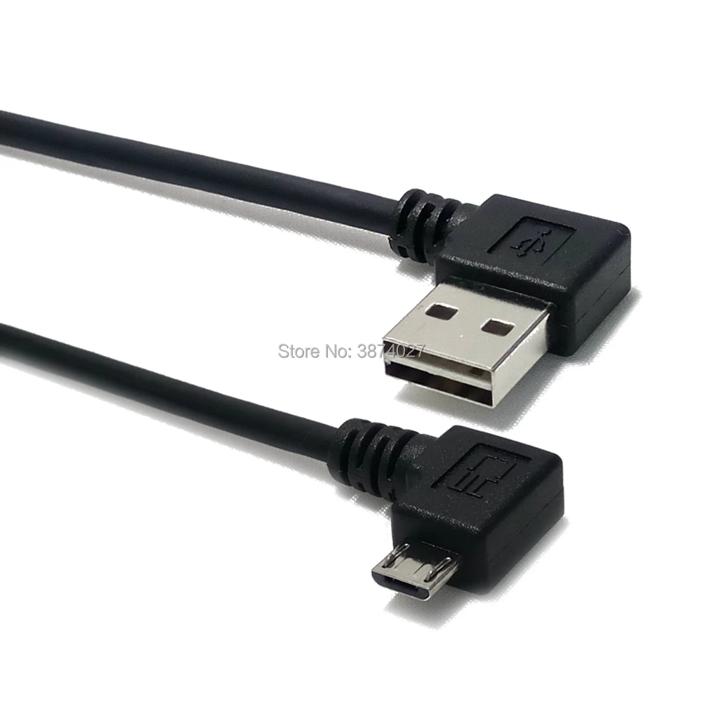 25 см левый правый угол 90 градусов USB 2 0 штекер на Micro 5 контактов двусторонний
