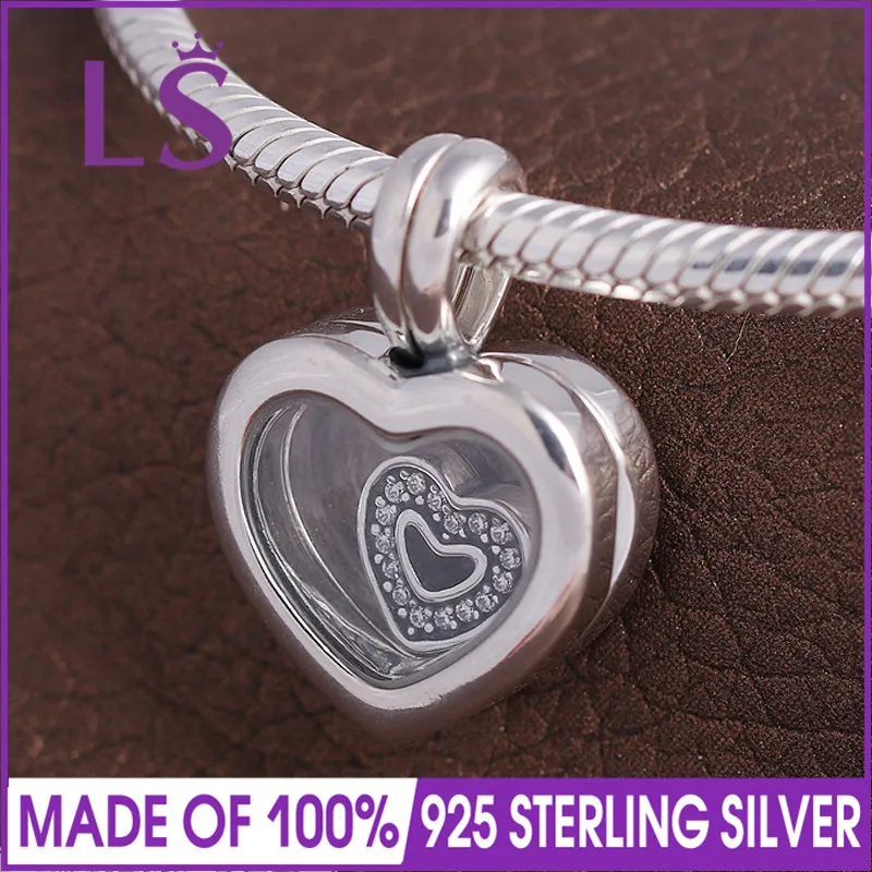 LS Рождественские Подвески плавающий Сердце Медальон Хрустальное стекло и