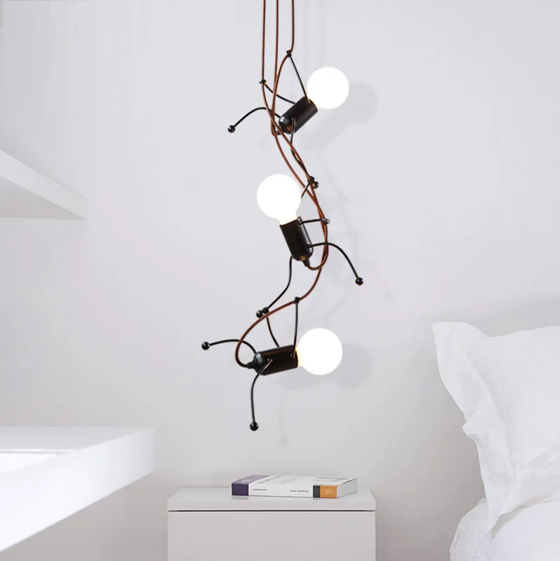 Черная Современная кукла Подвесная лампа для детской комнаты гостиная спальня