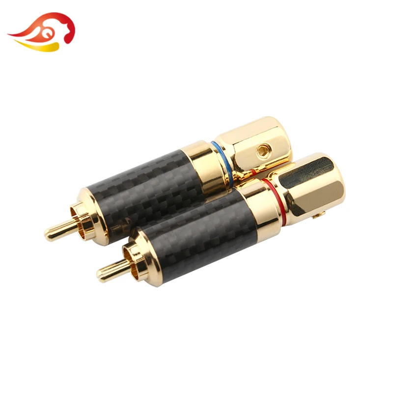 red and blue QYFANG Audiophile Eutectic углеродное волокно чистая медь динамик RCA штекер DIY припой разъем для сращивания проводов адаптер аудио разъем - Цвет: red and blue