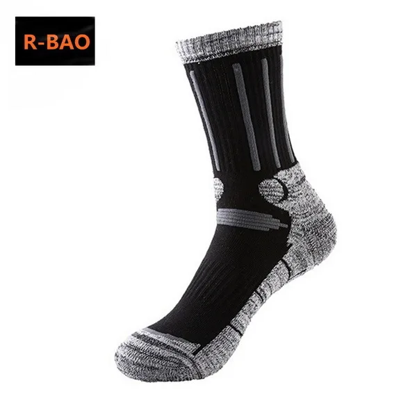 black R-BAO, 2 пары, хлопковые альпинистские Лыжные носки для улицы, мужские и женские утепленные Дезодорант антибактериальный спортивные носки для пеших прогулок M L - Цвет: black