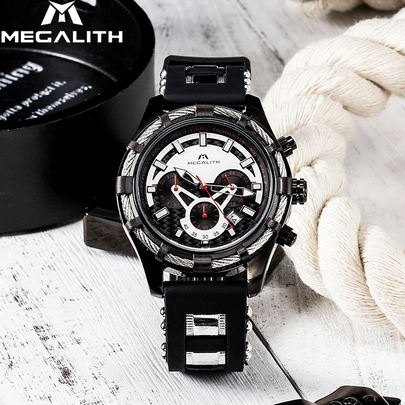 

MEGALITH Sport Chronograph Watch Men Top Brand Luxury Waterproof Luminous Disply Quartz Wrist Watches Mens Clock Horloges Mannen