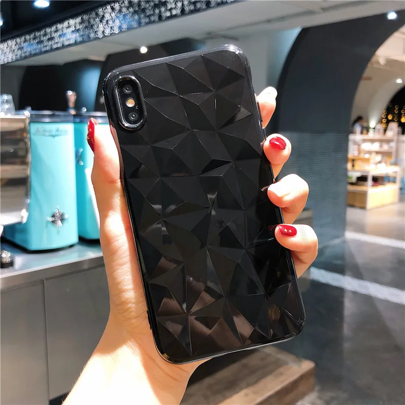 3D чехол с алмазной текстурой для iPhone 6, 6s, 7, 8 Plus, X, мягкий чехол для телефона для iPhone 7, прозрачный чехол Ультратонкий чехол
