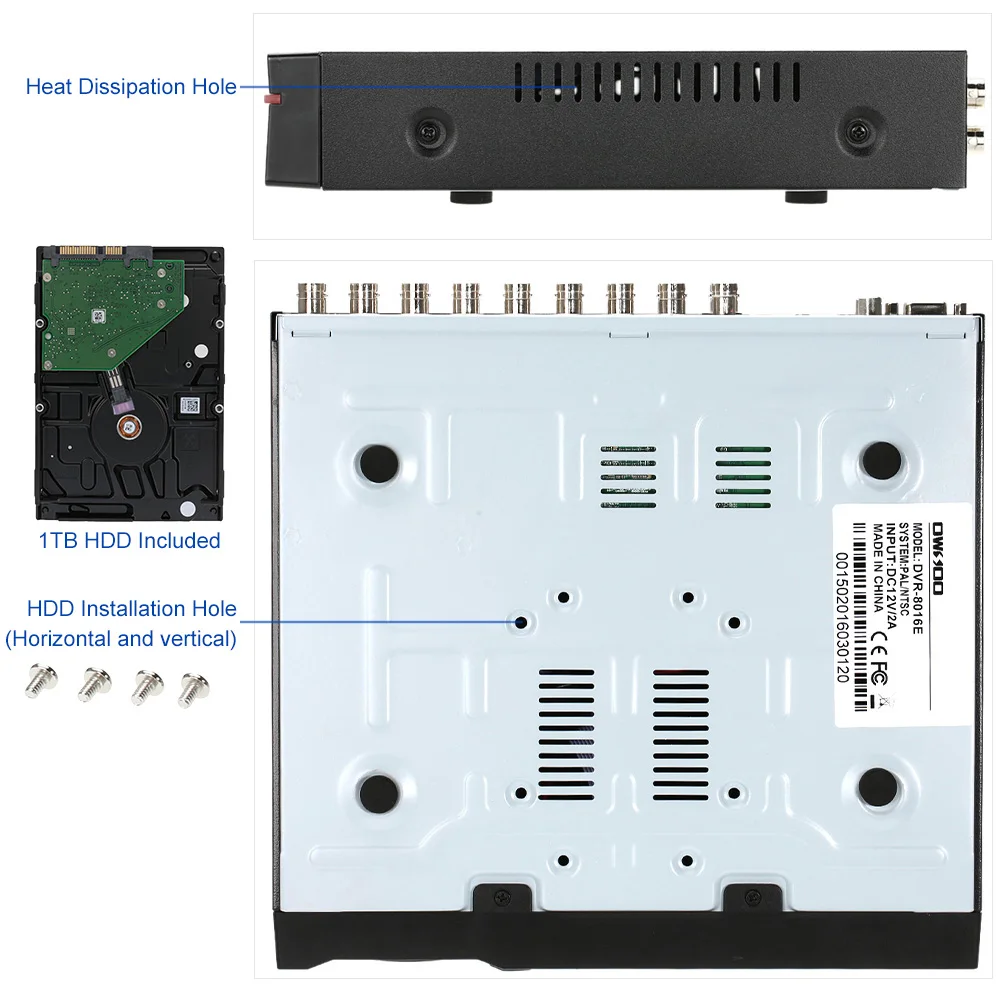 OWSOO 16CH Полный CIF P2P DVR камера безопасности системы набор P2P 8 шт. 800TVL CCTV камера с 1 ТБ HDD 16CH DVR комплект+ 8* 60ft кабель