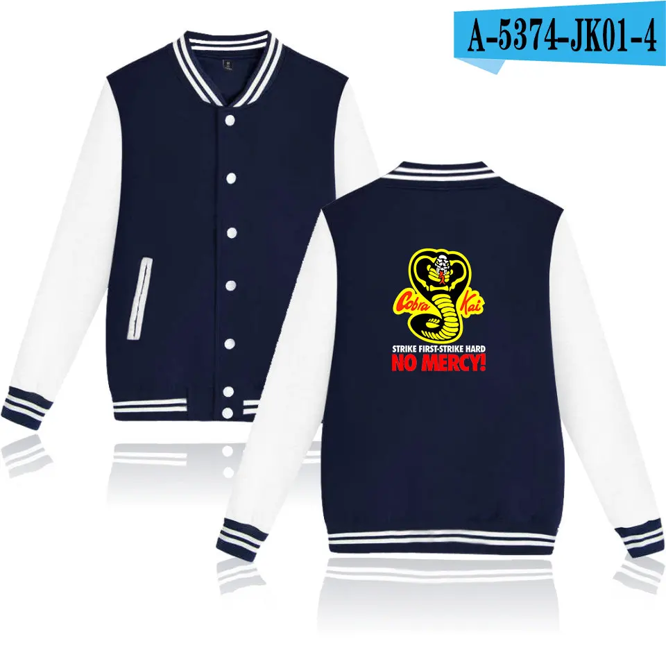 NAVY Новинка года Cobra Kai Прохладный Куртки Популярные Модные Slim Fit Куртка Университетского колледжа лоскутное бейсбол куртка Cobra Kai XXS-4XL - Цвет: NAVY
