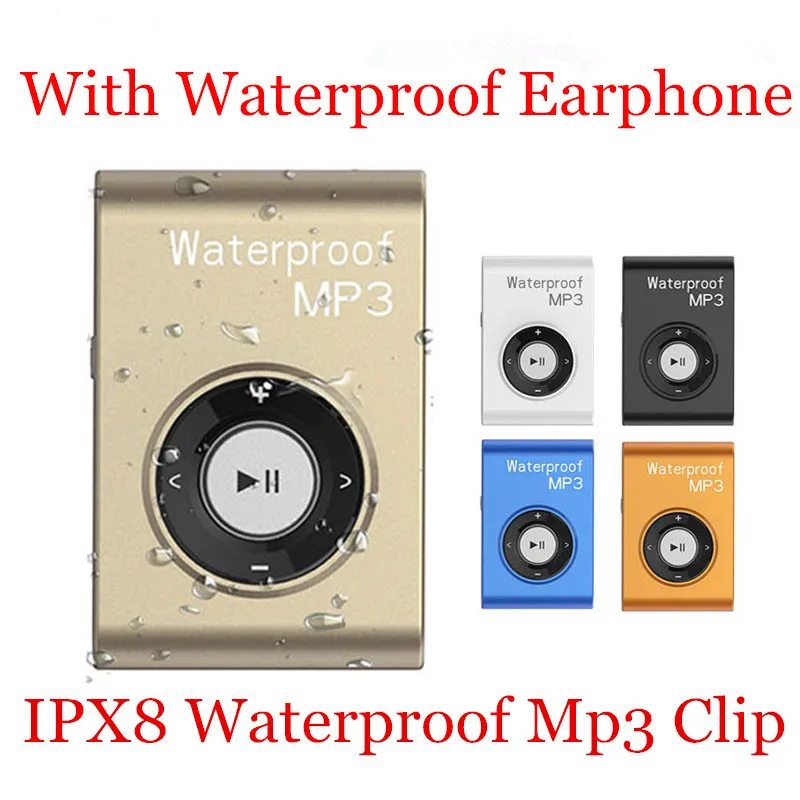 16 Гб IPX8 мини Водонепроницаемый плавательный MP3 клип плеер с наушники Walkman Hifi Sereo