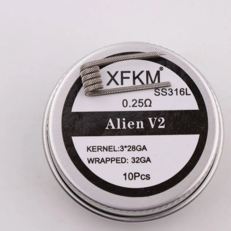 3-28-32-v2-316-10 XFKM NI80 A1 SS316L 10 шт./лот готовая катушка ALIEN V2 провода катушки нагревательного сопротивления провода подходят RDA RDTA DIY распылитель - Цвет: 3-28-32-v2-316-10