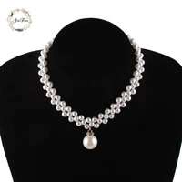 woven simulated pearl necklace bridal wedding necklaces accessories fashion necklaces for gift party wedding engagement