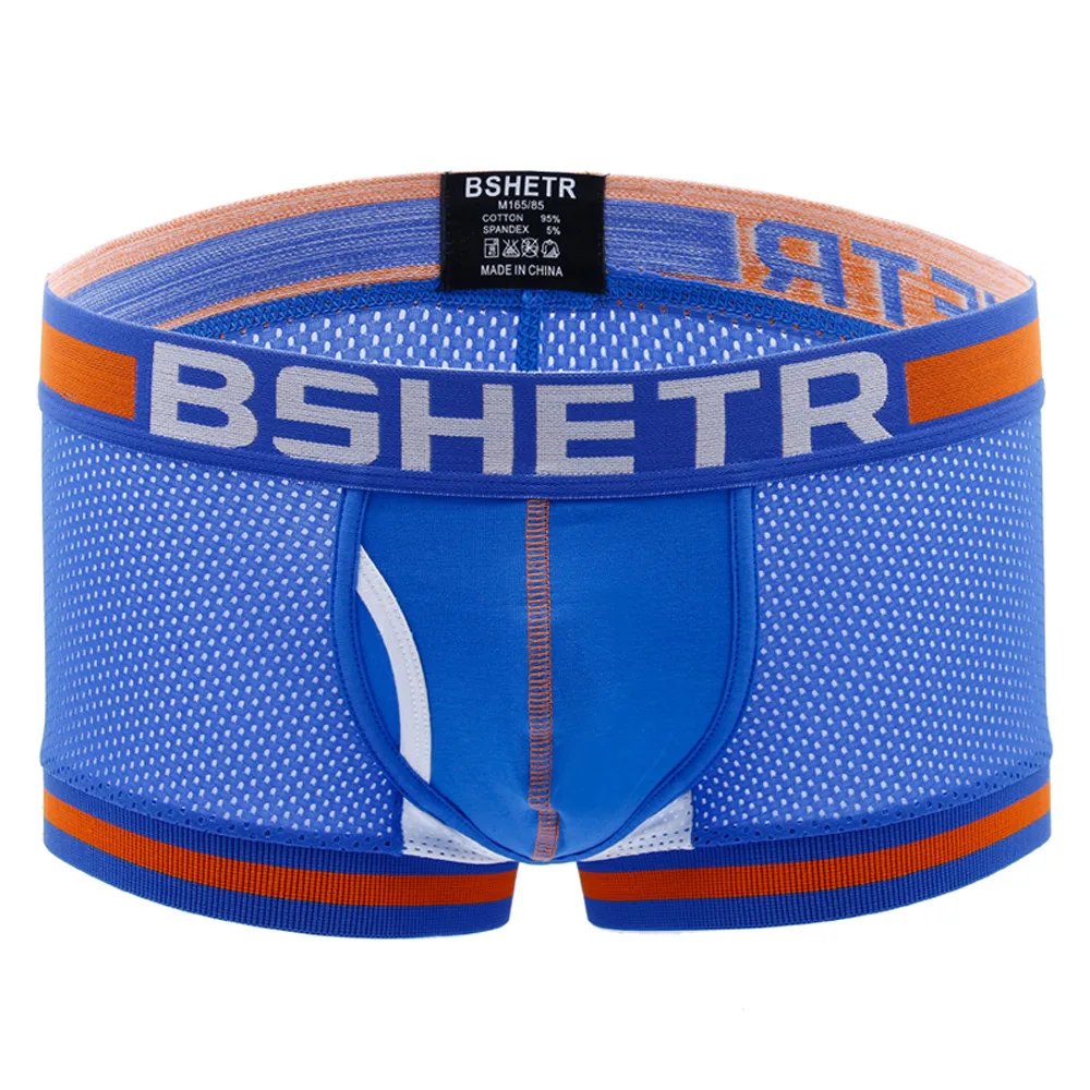 Сексуальные мужские трусы боксеры сетчатые новинка 2019 однотонные хлопковые с
