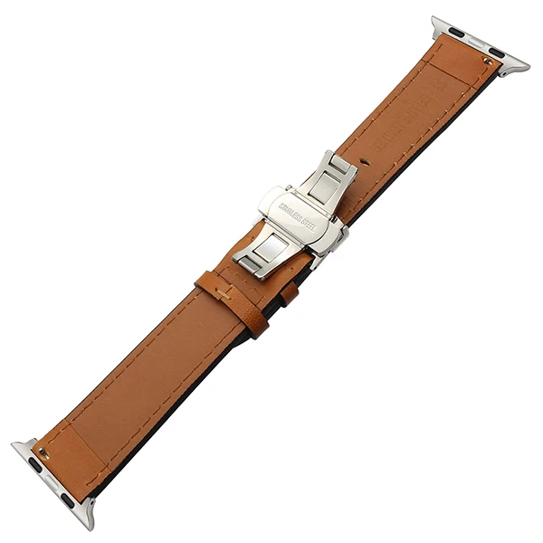 Ремешок для часов iWatch Apple Watch из натуральной телячьей кожи, 38 мм, 40 мм, 42 мм, 44 мм, серия 1, 2, 3, 4, стальной ремешок с бабочкой и пряжкой
