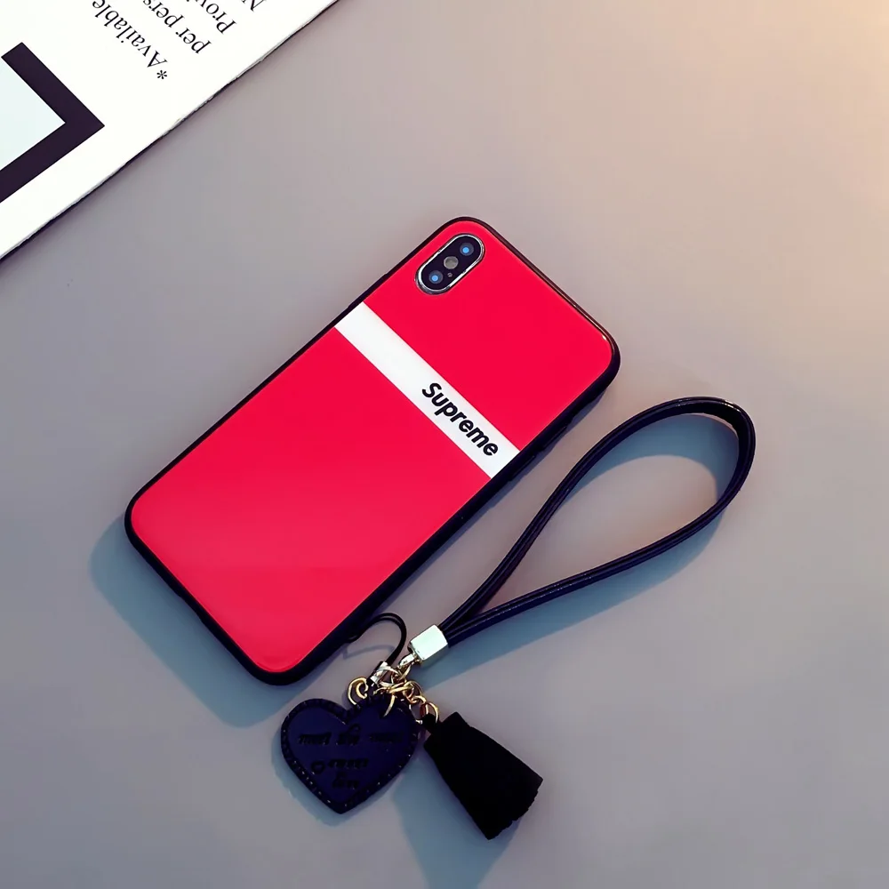 Чехол из закаленного стекла с ремешком Love для samsung Galaxy S8 S9 plus Heart S10 Lite S10 e ручной ремешок Note 8 9 милый модный чехол-бампер - Цвет: HDBZ