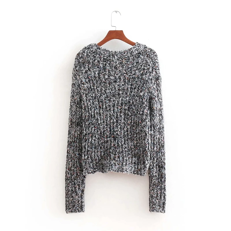 2019 женский модный винтажный вязаный Повседневный свитер с блестками Женский