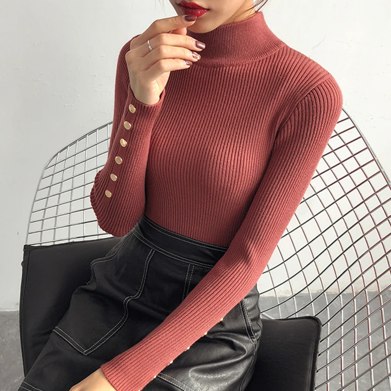 2018 новый осенне-зимний женский вязаный свитер пуловеры водолазка с длинным