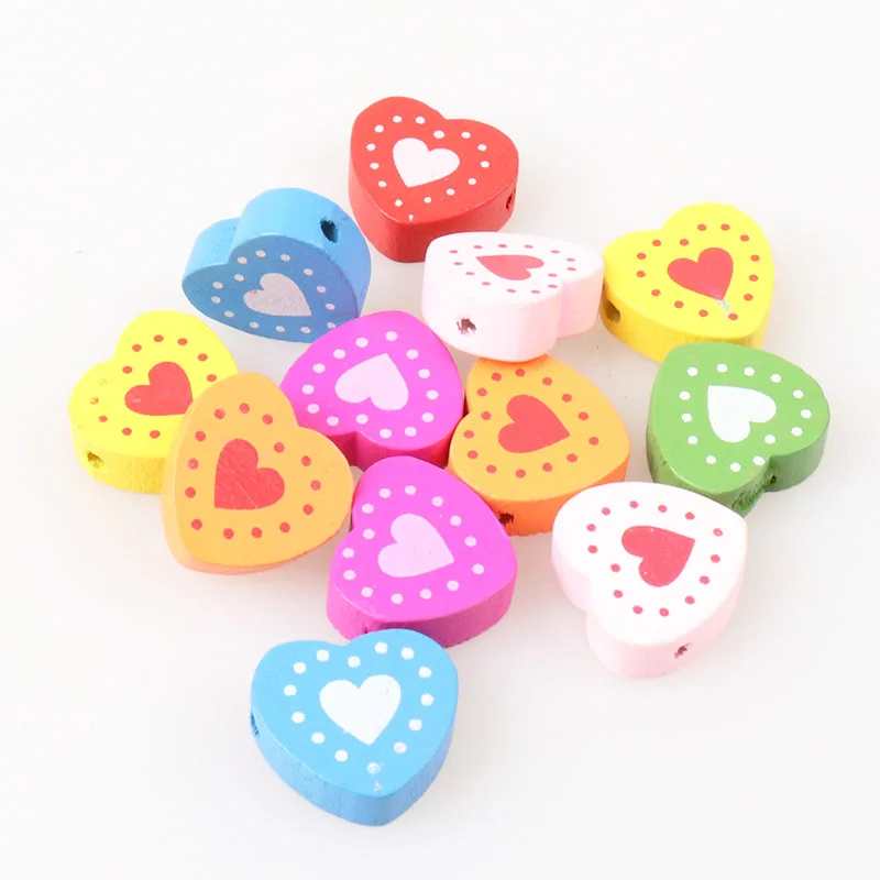 17 мм 100 шт смешанные деревянные бусины в форме сердца Скрапбукинг Ремесло для