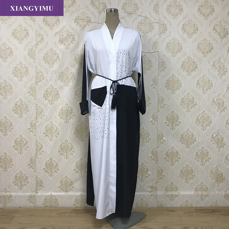 F8871 мусульманские бриллианты abaya полное платье кимоно длинные халаты Jubah Дубай