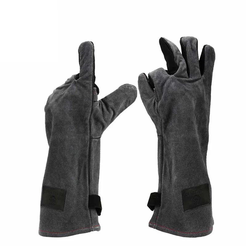 Черно серые кожаные рабочие перчатки из бычьей спилковой кожи|Защитные перчатки|