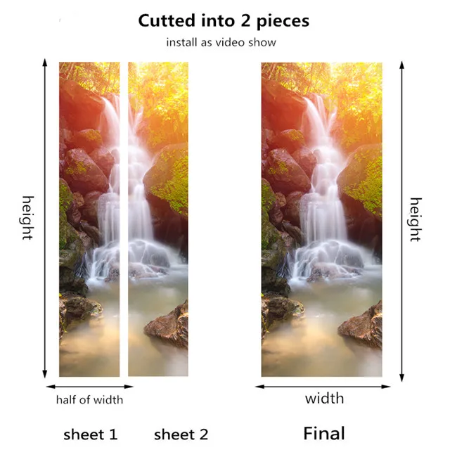 040-cutted into 2pcs Креативные наклейки на двери из цельного куска для гостиной, самоклеящиеся ПВХ, Индивидуальный размер, 3D обои, деревянные наклейки для ремонта дверей - Цвет: 040-cutted into 2pcs