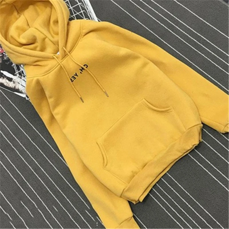 2017 Autumn Winter Women Hoodies Sweatshirts korean Fleece Oh Yes Letter Harajuku Women's Tracksuit Thick Loose Pullover Top 743 | Женская