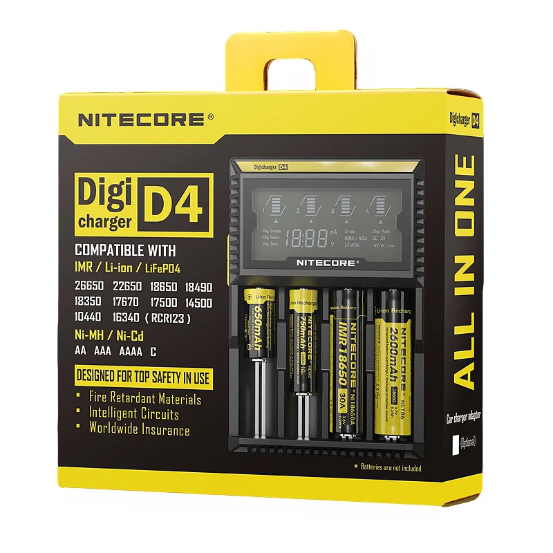 Зарядник Nitecore Digicharger D4 D2 I4 I2 зарядное устройство с ЖК экраном для литий ионной