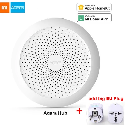 Add Big EU Plug Xiaomi Mijia Aqara хаб шлюз со светодиодным ночным светильником умный рабочий с для Apple Homekit International Edition шлюз - Цвет: Add Big EU Plug