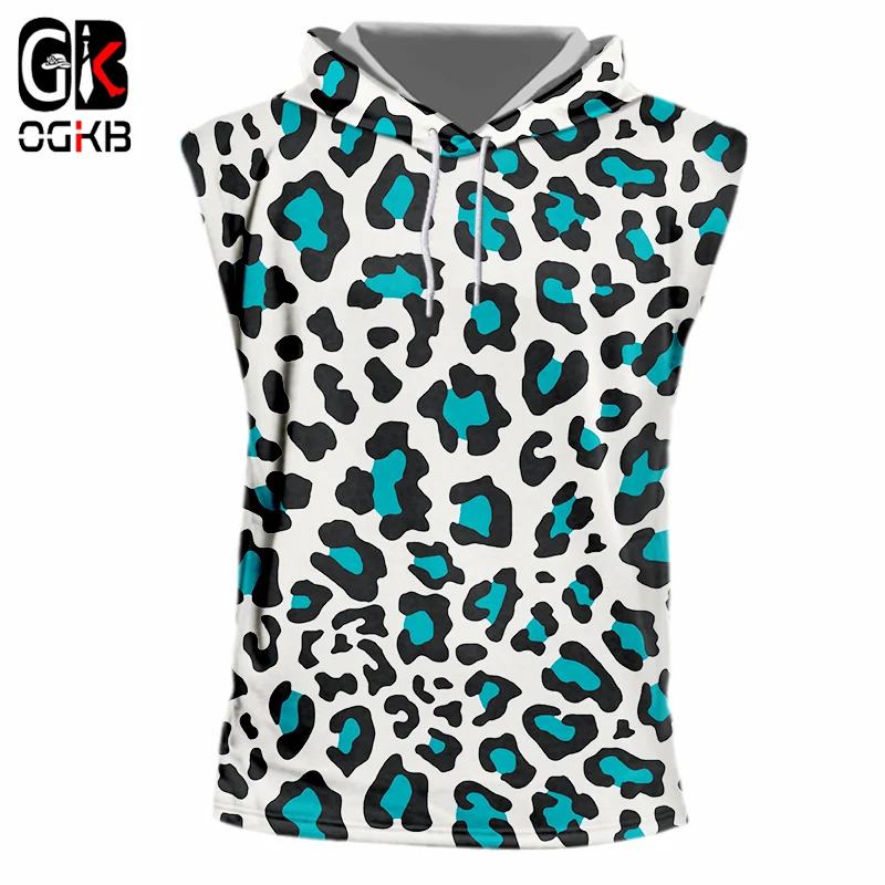 OGKB модная одежда без рукавов с круглым вырезом и 3D принтом цвет синий Леопардовый