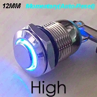 Blue high head Акция! 1 шт. 12 мм металлическая кнопка мгновенная не фиксированная Водонепроницаемая светящаяся индикация кольцо с светодиодный 6 В/12 В/24 В/220 В - Цвет: Blue high head