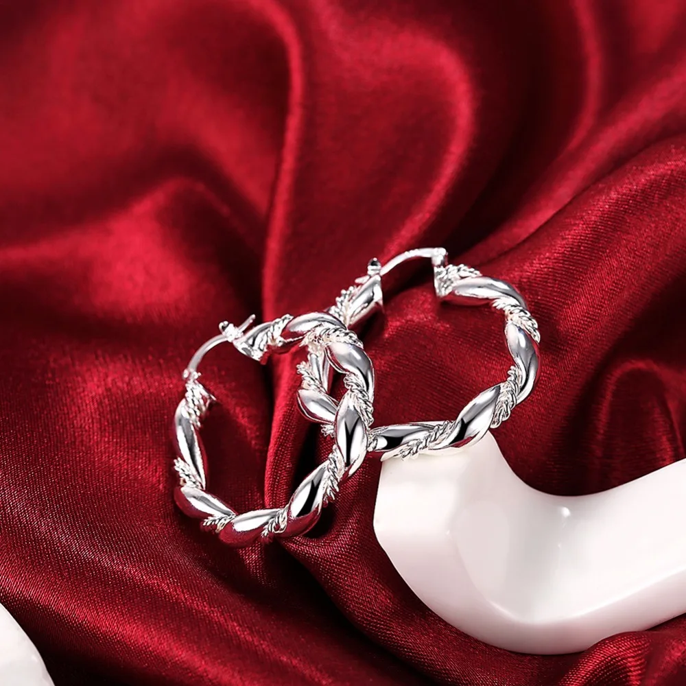 Серьги кольца женские из серебра 925 пробы с индивидуальным