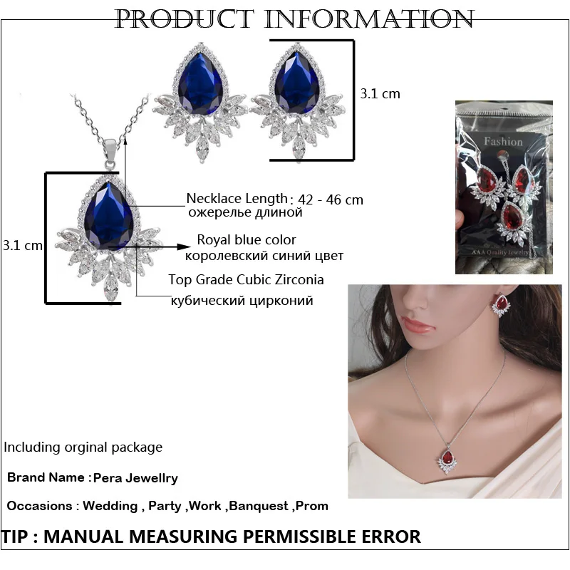 Ожерелье и серьги подвески женские с фианитами в форме капли|jewelry sets|drop jewelry