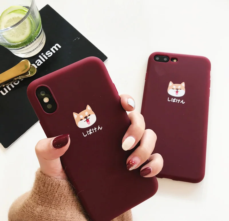 Ins Лидер продаж винно красный Милый Akita милый очаровательный чехол с изображением